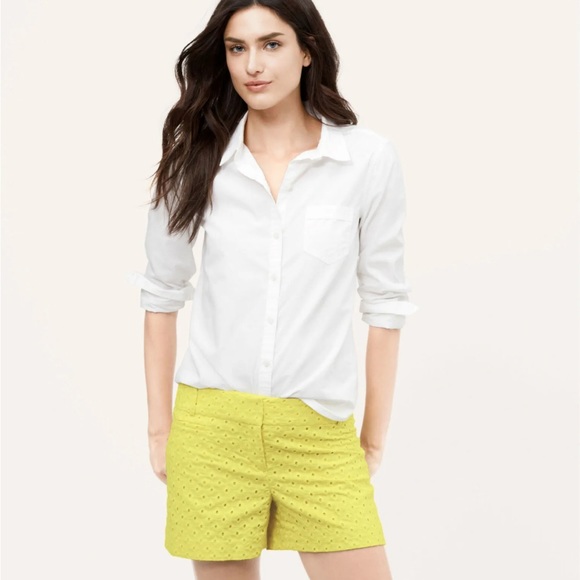 NWT Ann Taylor Loft The Riviera Eyelet Shorts Yellow Size 6 - Picture 3 of 5